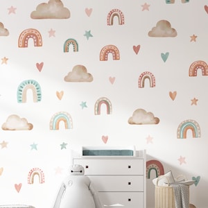 Rainbow & Clouds Nursery Wall Decal Mini Stickers