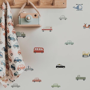 Naklejki ścienne do pokoju dziecięcego Mini Transport Vehicles (tkanina)