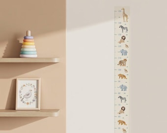 Mini Safari Animals Height Chart Wall Sticker