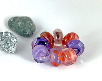 Mystery #5, 8 Lampwork Glass Bead set, Beads, Artist Lampwork