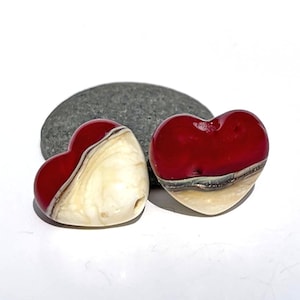 Love Hearts, Artist Lampwork Glass Bead Earring Pair, glass spacer bead, designer jewelry supplies