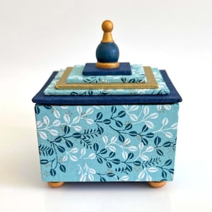 Japanese Washi Paper Treasure Box, Decorative Artisan Jewelry Trinket Box, Handmade Cartonnage, Wedding or Birthday Gift, 3.5&quot; x 3.5&quot;