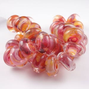Sunset in Sonoma, 8 Lampwork Glass Bead set, artist jewelry designer supplies, handmade spacer bead