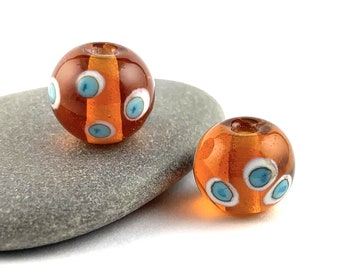 Lila, Lampwork Glass Bead Earring Pair, whimsical artist designer jewelry supplies