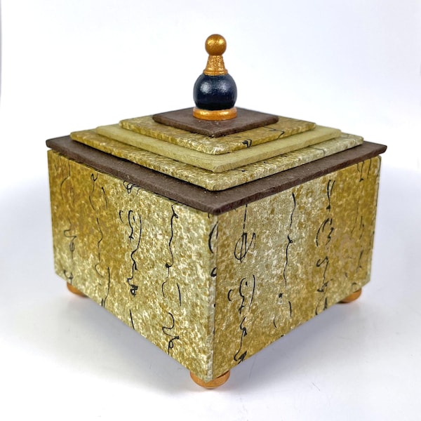Caja de tesoros japonesa de papel Chiyogami, caja decorativa artesanal para joyas y baratijas, cartón hecho a mano, regalo de boda o cumpleaños, 3,5" x 3,5"