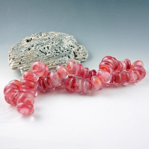 Pink Flamingo, 8 Lampwork Glass Bead set, artist jewelry designer supplies, handmade spacer bead