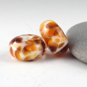 Sunflower, Artist Lampwork Glass Bead Earring Pair, glass spacer bead, designer jewelry supplies