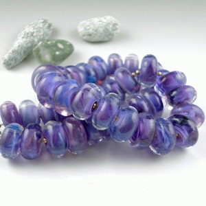 Royal Robe, 8 Lampwork Glass Bead set, artist jewelry designer supplies, handmade spacer bead