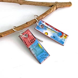 Copper Enamel Earrings with Sterling Silver earwires