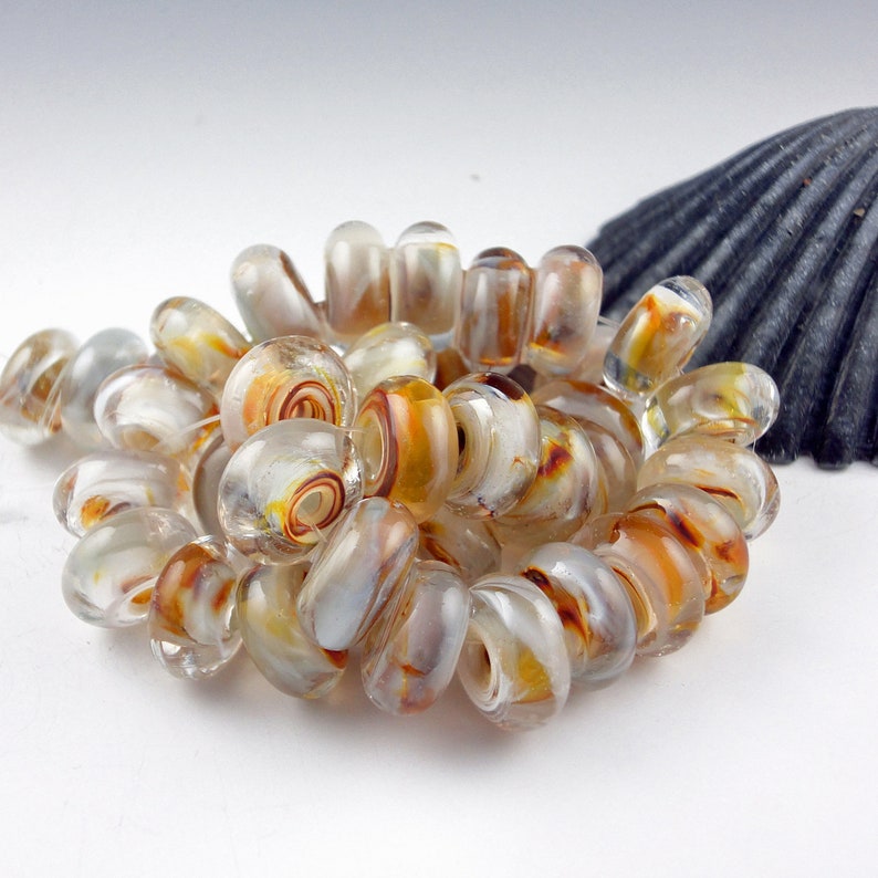 Lampwork Glass Beads lampwork bead lampwork 8 bead set lampwork spacer bead jewelry supplies September Morn artist lampwork