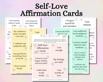 Self Love Affirmation Cards, 41 Printable Positive Affirmations (PDF)