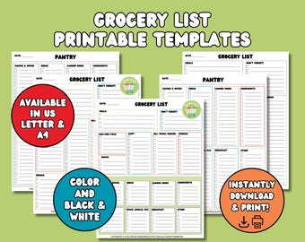 Planilha de Lista de Compras, Modelo Minimalista (PDF, Tamanho Carta (EUA), Tamanho A4)