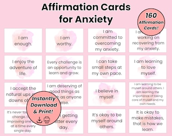 160 druckbare Affirmationskarten zur Angstlinderung (PDF)