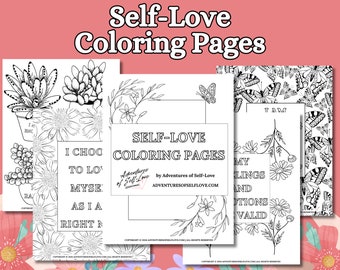 Self-Love Coloring Pages, Affirmations, Adults & Teens (PDF)