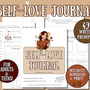 Self-Love Journal, Boho Guided Journal, Printable Journal Template, Self-Love Workbook Writing Prompts, Self-Care Journal, US Letter, A4, A5