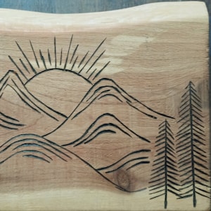 Handmade, Nature Inspired Wood Burn, Pyrography Craft With Mountain ...