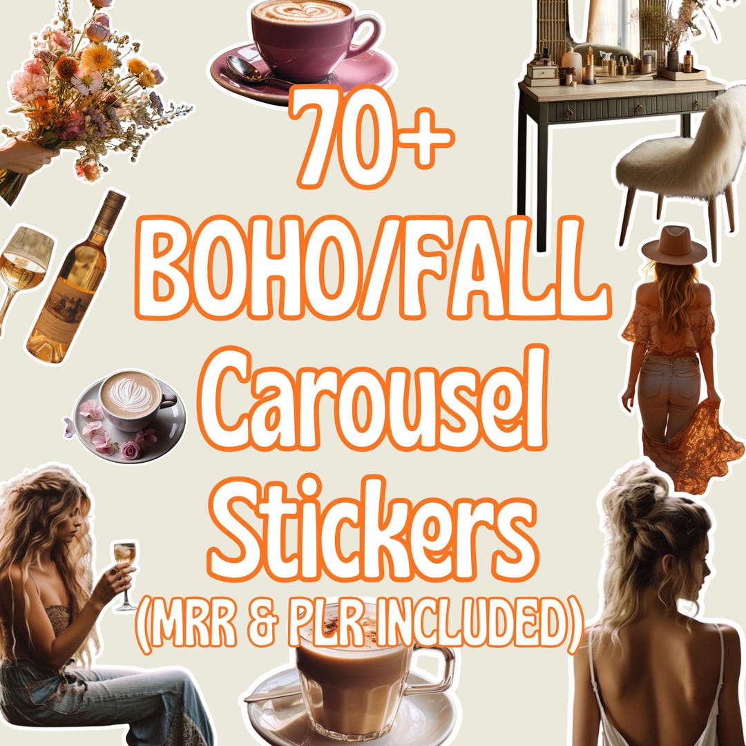 Boho Fall Canva Stickers. Social Media Carousels, MRR & PLR Rights ...