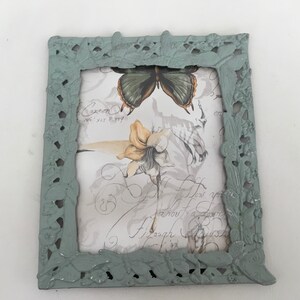 Shabby Chic Frame Chippy Painted Metal Picture Frame Gift for Her 8 x 10 Photo Frame Green Photo Frame French Cottage Farmhouse