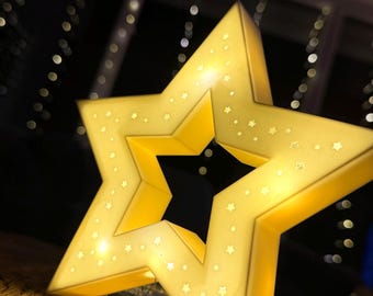 3D Printed Christmas Star – Light-Up Star for Christmas | Window & Living Room Decoration made of PLA (without lights)