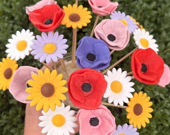 Mini flower stakes | Decorative flower for garden & balcony | Bed stakes | Weatherproof garden decoration | Gift for garden lovers | 3D printed