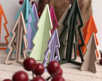 Árboles de Navidad impresos en 3D en dos diseños | Adornos navideños | Tres tamaños y muchos colores