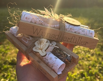 Wish fulfiller with flower seeds – Handmade gift | Loving gesture with space for a gift certificate