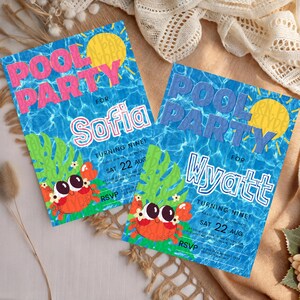 Pool Party Digital Invitation, Summer Girl Boy Invitation, July August Birthday, Editable Pool Birthday Invitation, Instant Download