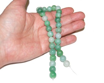 Amazonite Beads 10 mm Round with Soft Matte Surface in Assorted Greens - Natural Strand