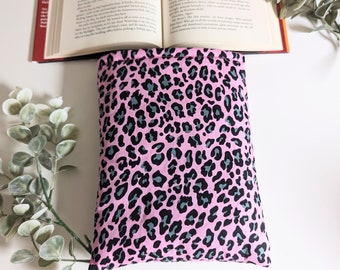 Pink Leopard Print Book Cover / Padded Book Sleeve, Book Pouch for Paperbacks, Book Protector, Journal Notebook Holder, Gift for Book Lover