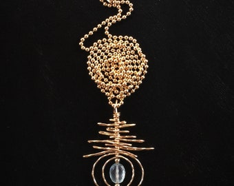 Gold Halo Aquamarine Necklace: Art Nouveau March Birthstone Pendant