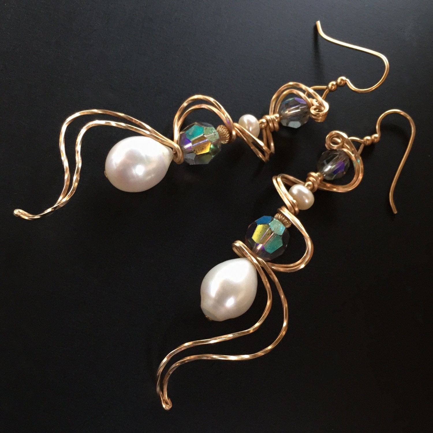 Art Nouveau Pearl Earrings Gift for Her Gold Earrings Etsy Canada