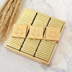 Hochzeitsschokolade, Goldspiegel Hochzeit Gastgeschenke, personalisierte Plexiglas Schokolade, Verlobungsschokolade, Gastgeschenke