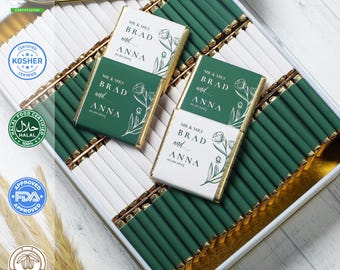 50 stuks bruiloft chocolade, chocolade bruiloft gunsten, aangepaste chocolade, bruiloft gunsten, verlovingschocolade, gunsten voor gasten, bruiloft