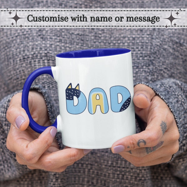 Personalised Blue Dad Mug | Heeler Dog Inspired | Funny Custom 11oz Coffee Cup