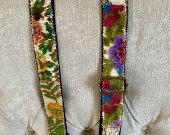 Velvet patchwork purse strap floral boho style