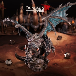 Ancient Obsidian Dragon | Dungeons and Dragons D&D 28-32mm Tabletop Miniatures