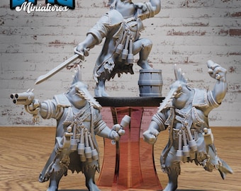Shark Pirate Dungeons and Dragons Miniature D&D, Fantasy Tabletop Miniatures