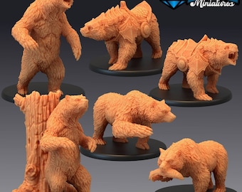 D&D miniature de donjons et de dragons d&#39;ours grizzly, miniatures de table de fantaisie