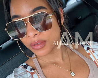 Royal Oversized Sunglasses | Gold Brown Beach Vacation Shades