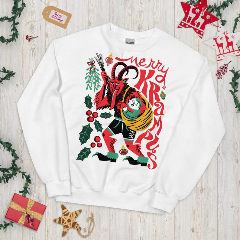 Pull De Noël "Merry Krampus" - Style Gothique & Humour Noir - Sweatshirt Chaud Pour Les Fêtes Alternatif - 11