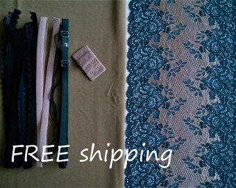 Panty FREE Shipping by Merckwaerdigh LINGERIE Kit Blue Tiles /& Cobalt Lace for 1 BRA