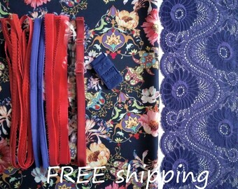 Panty FREE Shipping by Merckwaerdigh LINGERIE Kit Blue Tiles /& Cobalt Lace for 1 BRA