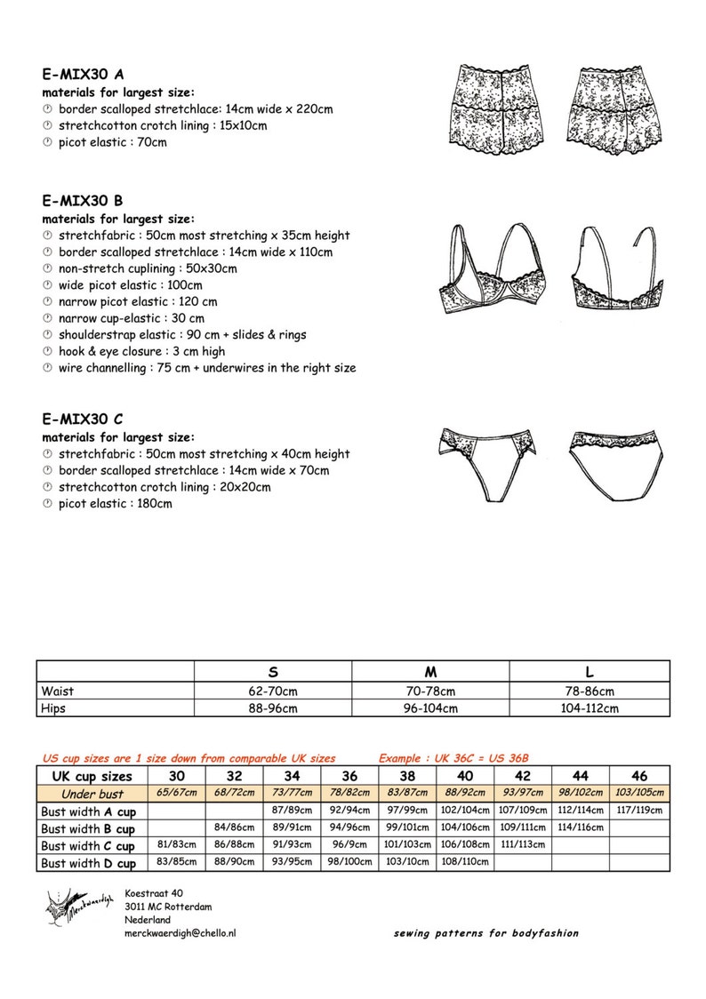 LINGERIE Pattern MIX30 with Bra Panty & French knickers : FREE Shipping by Merckwaerdigh image 3