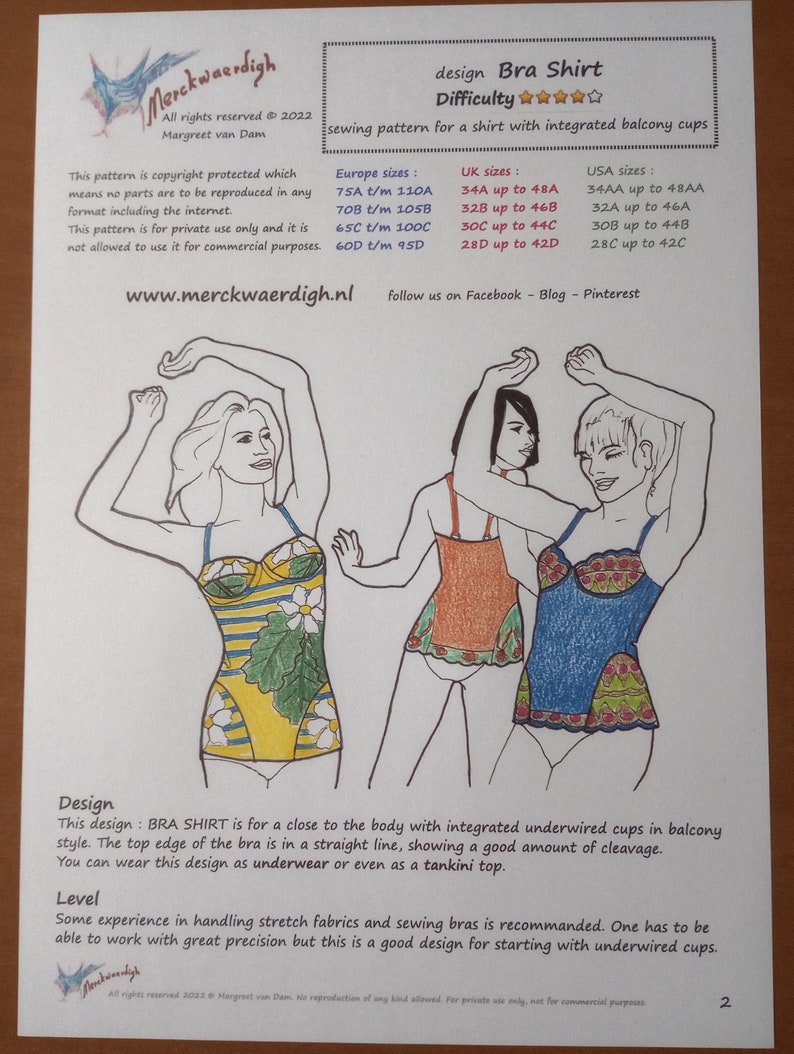 Patron E-booklet BRA SHIRT Underwired Tankini par Merckwaerdigh image 3