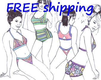 BIKINI Pattern BIK61 for Beach & Sports : FREE Shipping by Merckwaerdigh