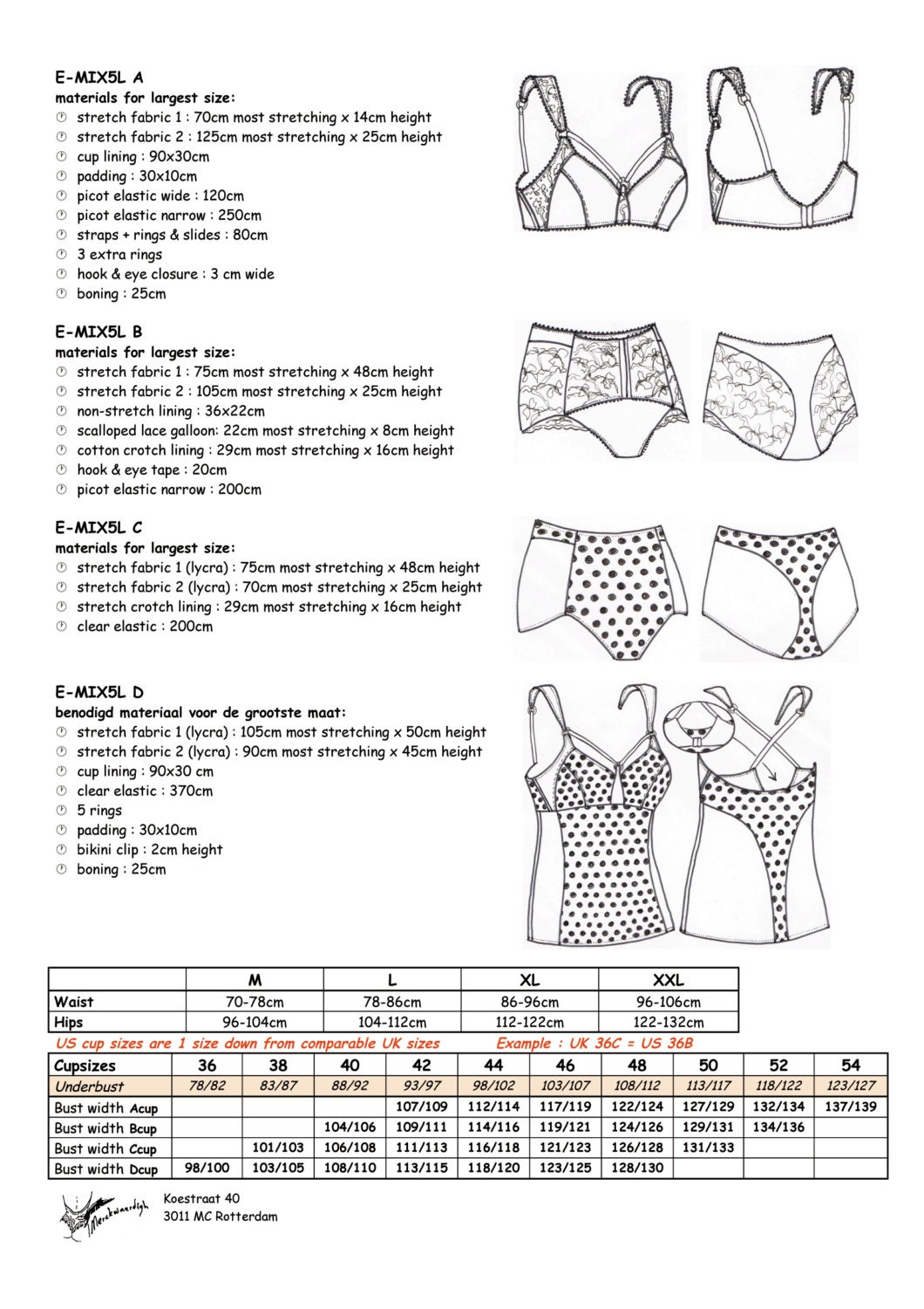 Sewing Pattern MIX5L for LARGE Sizes Tankini Bra Support Panty - Etsy