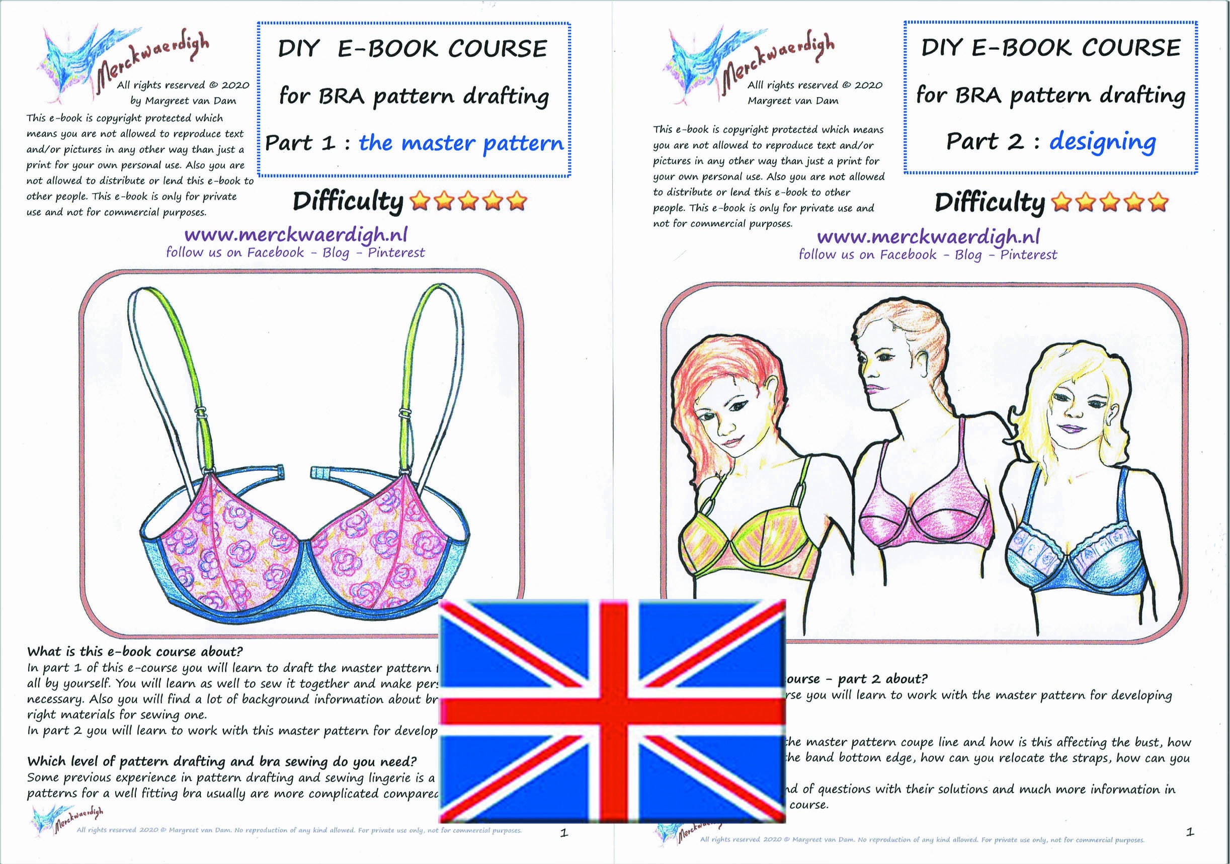 ENGLISH E-book FULL-COURSE for Bra Pattern Drafting by Merckwaerdigh 
