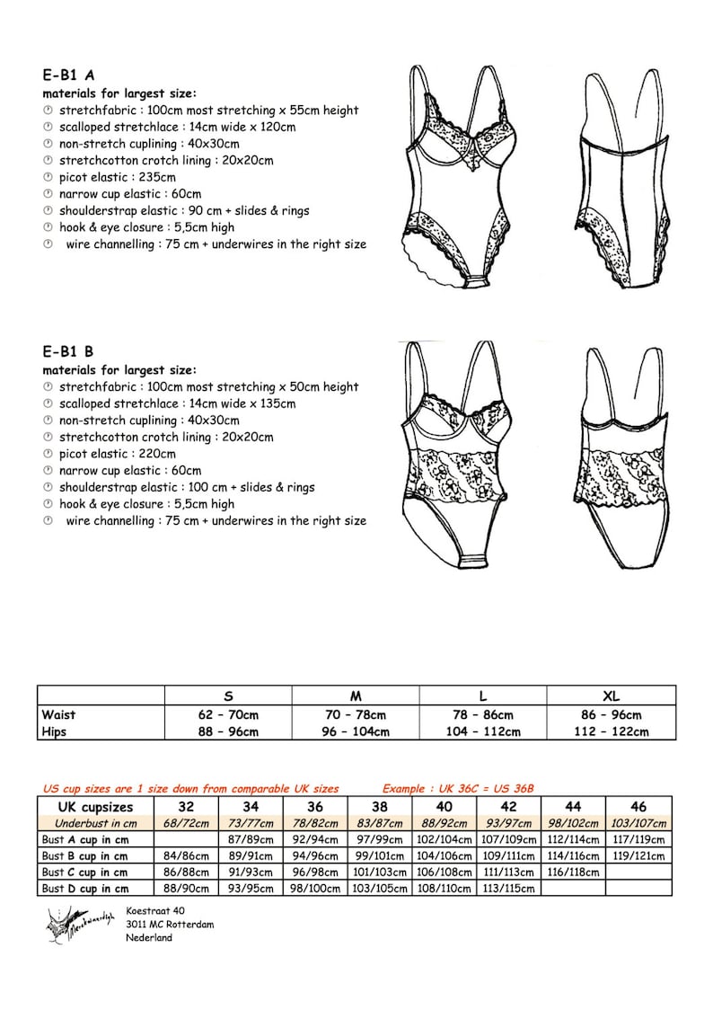 LINGERIE pattern B1 for Bodysuit or Swimsuit FREE Shipping by Merckwaerdigh image 3