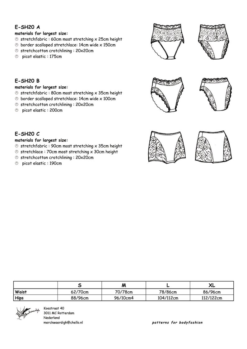 PANTY Pattern SH20 for Brief & Lace Boxer FREE Shipping by Merckwaerdigh image 3