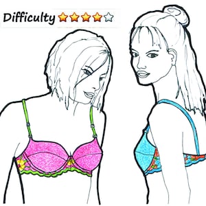 RUBY BRA Instant Download PDF Sewing Pattern for a Balconette Underwire Bra.  